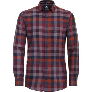 Redmond - Comfort Fit - Overhemd - Rood Geruit - Popeline, Easy Iron