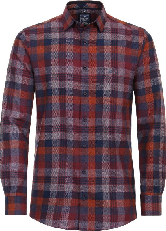 Redmond - Comfort Fit - Overhemd - Rood Geruit - Popeline, Easy Iron