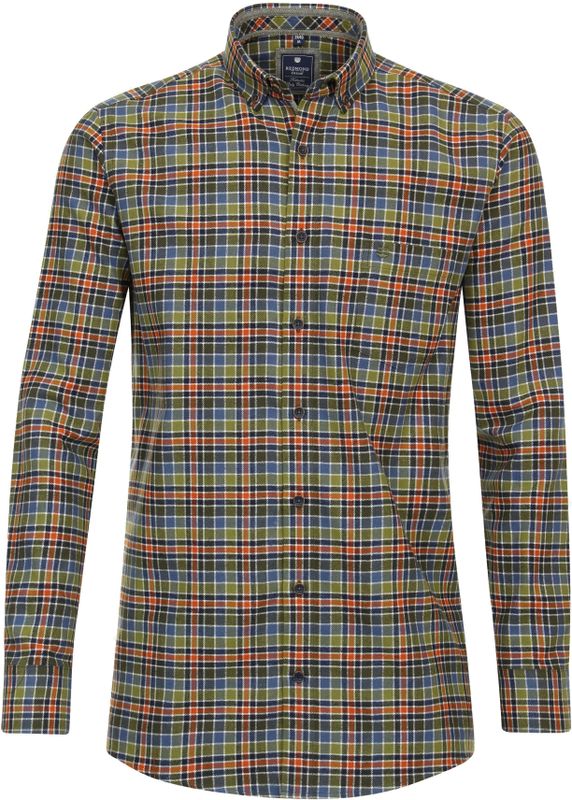 Redmond - Comfort Fit Overhemd - Groen Geruit - Popeline