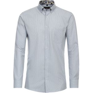 Redmond modern fit overhemd - twill - blauw met wit gestreept - Strijkvriendelijk - Boordmaat: 43 - 44