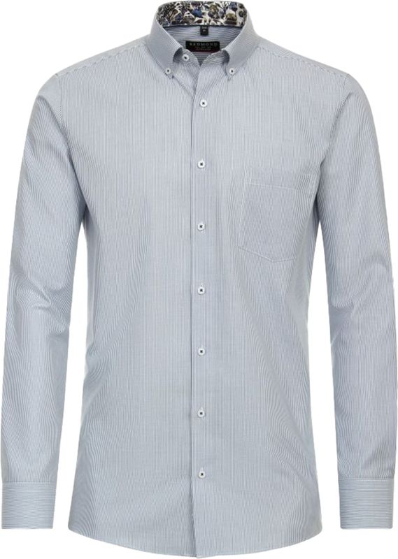 3 voor 99 | Redmond modern fit overhemd, twill, blauw met wit gestreept