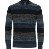 Redmond heren trui katoen, O-hals, blauw gestreept (middeldik)