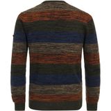 Redmond - Heren Trui - Groen Gestreept - Katoen - O-hals - Middeldik