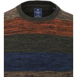 Redmond - Heren Trui - Groen Gestreept - Katoen - O-hals - Middeldik