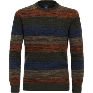 Redmond - Heren Trui - Groen Gestreept - Katoen - O-hals - Middeldik