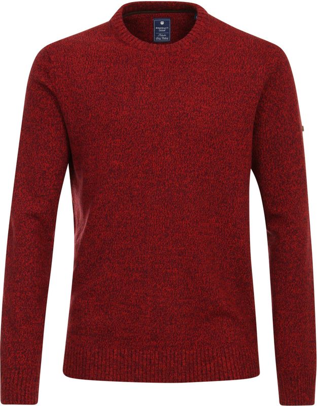 Redmond - Heren Trui - Rood - Wol met Katoenmengsel - O-hals