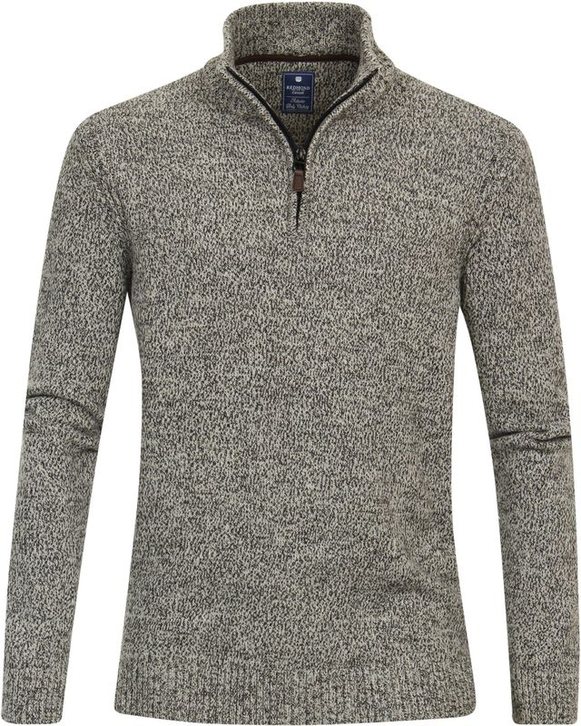 Redmond - Schipperstrui - Grijs - Wol-Katoenmengsel - Opstaande Kraag