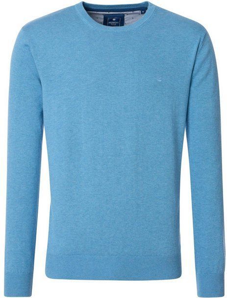 Redmond heren trui katoen, O-hals, blauw (middeldik)