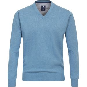 Redmond - Heren Trui - Blauw - V-hals - Katoen - Middeldik