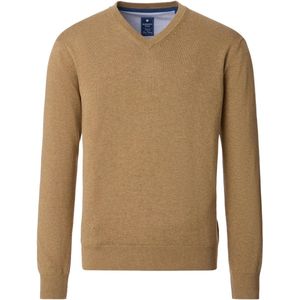 Redmond - Heren Trui - Beige - V-hals - Katoen - Middeldik