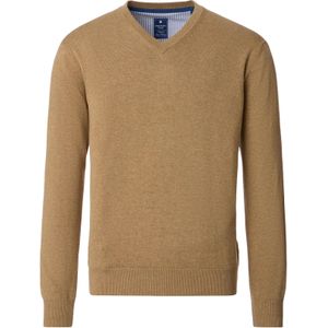 Redmond - Heren Trui - Beige - V-hals - Katoen - Middeldik