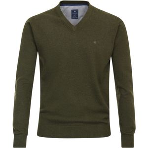 Redmond - Heren Trui - Groen - Katoen - V-hals - Middeldik