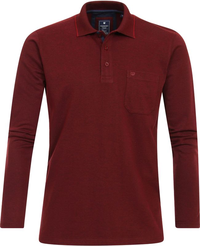 Redmond - Regular Fit Polo - Lange Mouw - Rood - Jersey