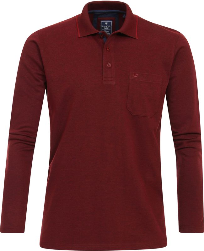 Redmond - Regular Fit Polo - Rood - Lange Mouw - Jersey