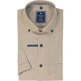 Redmond - Comfort Fit Overhemd - Beige - Korte Mouw - Strijkvriendelijk