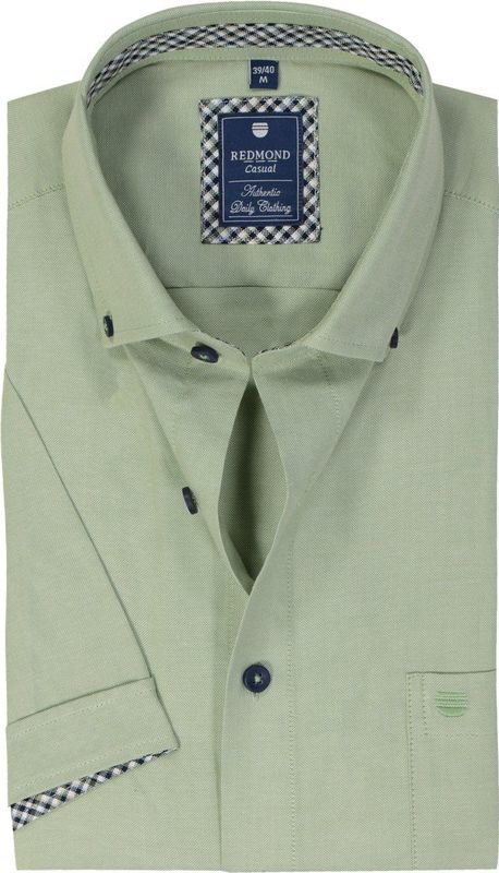 Redmond - Casual Overhemd - Groen - Korte Mouw - 100% Katoen