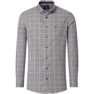 3 voor 99 | Redmond comfort fit overhemd, Oxford, blauw, wit en geel geruit