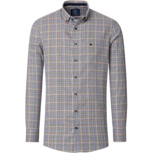 3 voor 99 | Redmond comfort fit overhemd, Oxford, blauw, wit en geel geruit