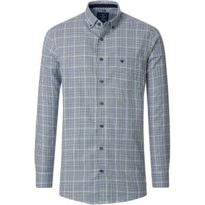 Redmond - Oxford - Overhemd - Blauw Wit Groen Geruit - Strijkvriendelijk