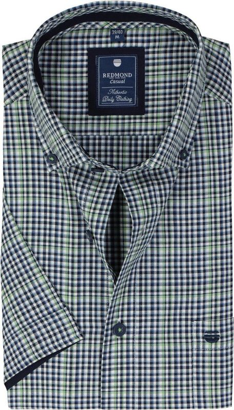 Redmond - Casual Overhemd - Groen - Korte Mouw - 100% Katoen