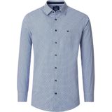Redmond - Comfort Fit Overhemd - Blauw met Wit Dessin - Popeline - Strijkvriendelijk