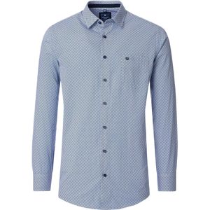 Redmond - Comfort Fit Overhemd - Blauw met Wit Dessin - Popeline - Strijkvriendelijk
