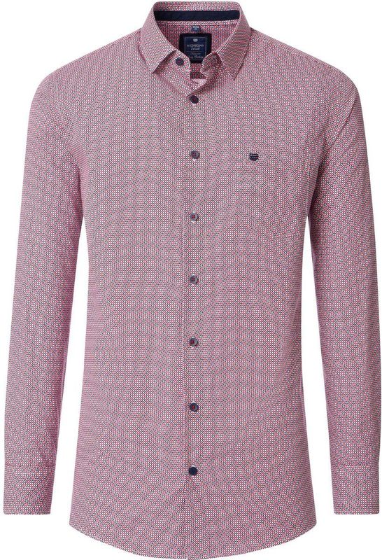 Redmond - Multicolor Fantasie - Overhemd - Blauw met Wit en Rood Dessin - 100% Katoen - Strijkvriendelijk - Boordmaat: 39 - 40