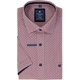 Redmond - Comfort Fit - Overhemd - Blauw met Wit en Rood Dessin - Korte Mouw - Strijkvriendelijk