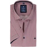 Redmond - Comfort Fit - Overhemd - Blauw met Wit en Rood Dessin - Korte Mouw - Strijkvriendelijk