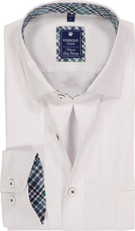 Redmond Casual Overhemd wit, Effen
