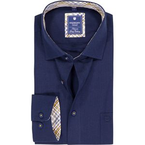 Redmond - Comfort Fit Overhemd - Donkerblauw - Twill - Strijkvriendelijk