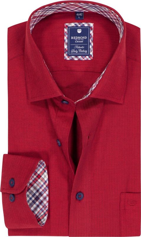 Redmond - Casual Overhemd - Rood - Lange Mouw - 100% Katoen