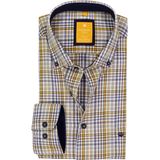 Redmond - Modern Fit Overhemd - Blauw - Grijs - Geel en Wit Geruit - Strijkvriendelijk