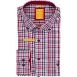 Redmond - Modern Fit - Overhemd - Blauw - Wit - Rood en Grijs Geruit - Strijkvriendelijk