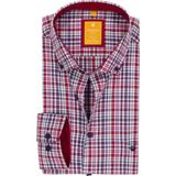 Redmond - Modern Fit - Overhemd - Blauw - Wit - Rood en Grijs Geruit - Strijkvriendelijk