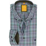 Redmond - Modern Fit Overhemd - Groen - Blauw en Wit Geruit - Strijkvriendelijk
