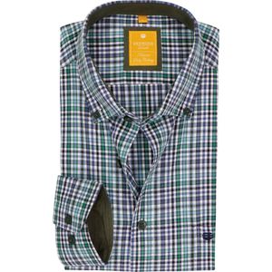 Redmond - Modern Fit Overhemd - Groen - Blauw en Wit Geruit - Strijkvriendelijk