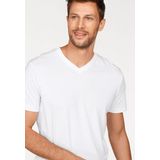 TOM TAILOR Mannen Basic T-shirt in dubbelverpakking met V-hals 1008639, 20000 - White, M