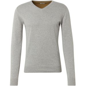 TOM TAILOR Basic trui heren 202212 Strickpullover V-Ausschnitt,14427 - Light Soft Grey Melange,XL
