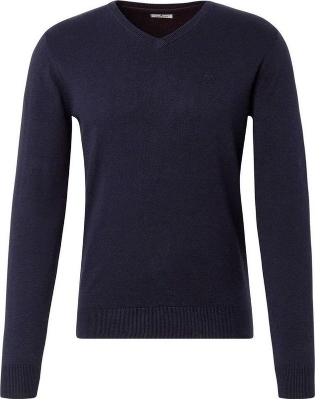 TOM TAILOR DENIM - 202212 - Trui - Navy Melange - V-Hals, Regular Fit, Katoen