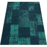 Teppich Wohnzimmer Kurzflor Vintage Orientalisches Muster Ornamente Moderne Deko 160x230 cm, Türkis - Paco Home