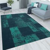 Teppich Wohnzimmer Kurzflor Vintage Orientalisches Muster Ornamente Moderne Deko 160x230 cm, Türkis - Paco Home