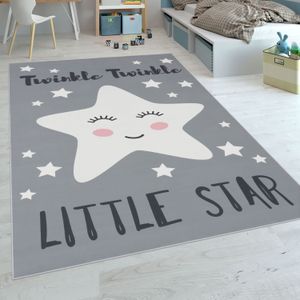 Paco Home Kinderteppich »Aleyna 105«, rechteckig, 6 mm Höhe, Kinder Design, niedliches Stern Motiv mit Schriftzug, Kinderzimmer