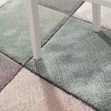 Paco Home - Teppich Wohnzimmer Bunt Pastellfarben Rauten Muster 3-D Design Kurzflor Robust 60x110 cm