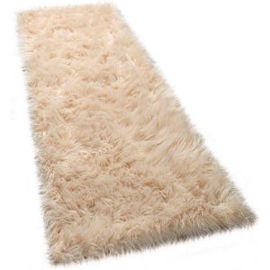 Paco Home - Kunstfell Fellteppich Imitat Sitzkissen Herzform Rund Verschiedene Formen, Creme 50x150 cm