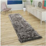 Paco Home - Kunstfell Fellteppich Imitat Sitzkissen Herzform Rund Versch. Formen Dunkelgrau 50x150 cm