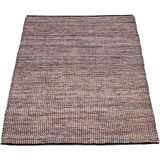 Teppich Wohnzimmer Kurzflor Jute Handgewebt Meliertes Ethno Muster Naturfaser Blau, 240x340 cm - Paco Home