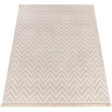 Teppich Wohnzimmer Esszimmer Boho Rauten Muster Geometrisch Mit Fransen Modern 160x230 cm, Creme 2 - Paco Home