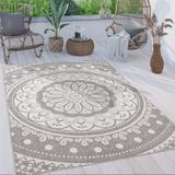 Paco Home - Outdoor Teppich Wetterfest Wohnzimmer Küchenteppich Balkon Orient Marokkanisch Grau, 120x160 cm
