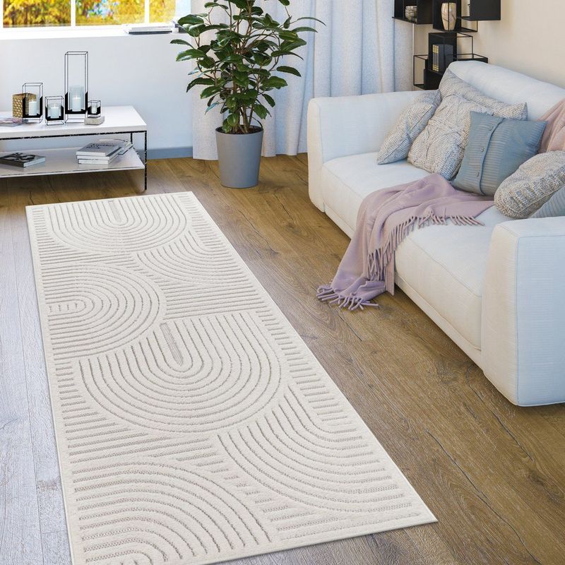 Paco Home Teppich »Livorno 674«, rechteckig, 14 mm Höhe, Uni Farben, moderner Hoch-Tief-Effekt, Scandi-Look, Outdoor geeignet